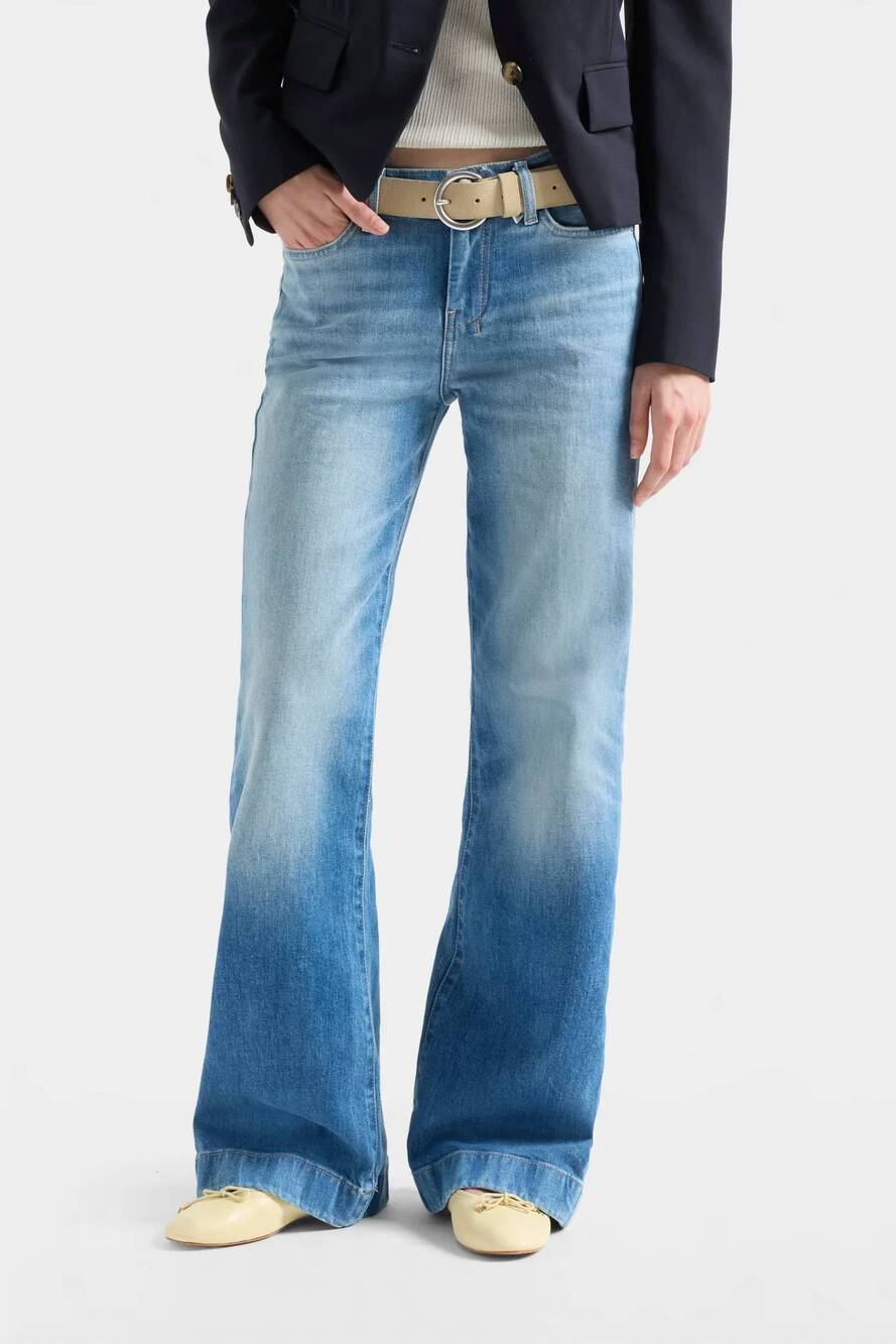 NEW 7 FOR ALL MANKIND dojo tailorless mid rise wide jeans in blue haze